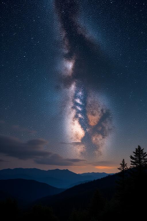 夜空に広がる天の川の写真