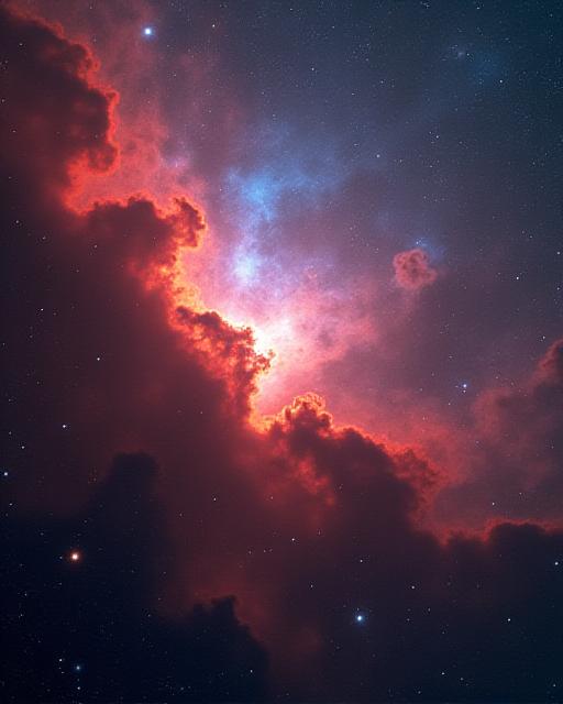 オリオン大星雲の鮮やかな色彩の写真
